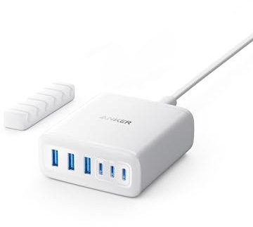 Anker Chargeur USB C 112W, Station de Recharge 6 Ports Sortie, pour iPhone 16/16 Plus / 16 Pro / 16 Pro Max/séries 15/14/ 13, MacBook Air, Pixel, Galaxy, iPad, et Autres (câble Non Inclus)