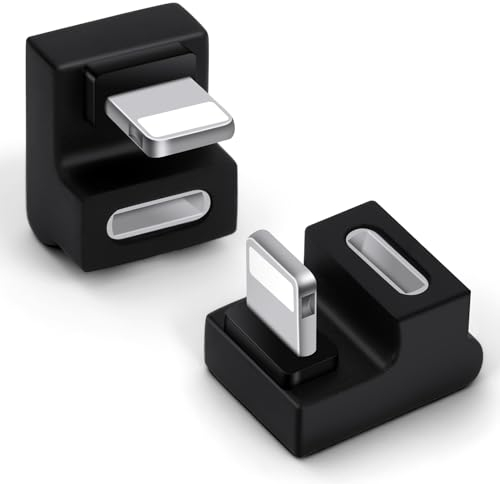 AXFEE 180 Grad Winkel Light-ning Adapter, 2 Stück U-Form Light-ning Abgewinkelter mit PD 20W 480Mbps, Light-ning Winkelstecker, Light-ning Buchse auf Stecker, OTG Adapter Kompatibel mit i-Phone i-Pad