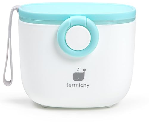 Termichy Dosificador de leche en polvo, dispensador de leche en polvo, 250 g, recipiente portátil hermético para viajes, con raspador y cuchara (azul bebé, 1 unidad)