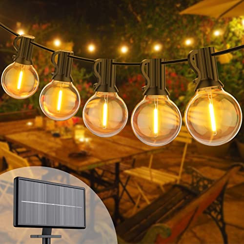 Solar Lights Outdoor Garden, 15M/50FT Outdoor String Lights with 3 Modes, Waterproof LED Solar Garden, 25+1 G40 Outside Bulbs for Patio, Balcony, Pergola, Yard, Backyard, Party