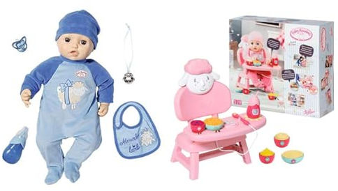 Baby Annabell Baby Alexander, weiche Puppe mit 8 Funktionen & Lunch Time Tisch, Puppenstuhl und Tisch mit Licht-und Soundeffekten