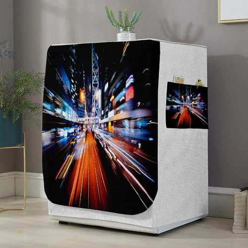 Highdi Housse de Protection pour Machine à Laver, Chargement Frontal Housse La Poussière avec Ouverture Frontale pour Linge Domestique (Ville,Capacité L 10.5~12KG)