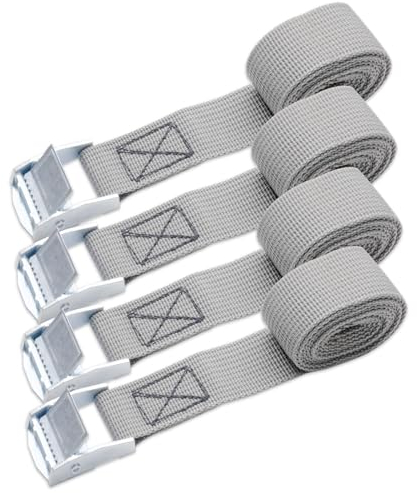 MEGAVOW Set di 4 Cinghie a Cricchetto con Fibbia, Cinghie di Tensione, Cinghia a Cricchetto, Cinghia di Ancoraggio Tensione Professionali, Antiruggine per Sport All'aperto, Viaggio