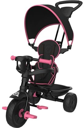 TP Toys 4 in 1+ Deluxe Trike, Pink Dusk, Adjustable and Evolving Ride for Ages 10-36 Months, Parental Control, Safety Features, UV Sun Canopy, Padded Seat, 50kg Max Weight