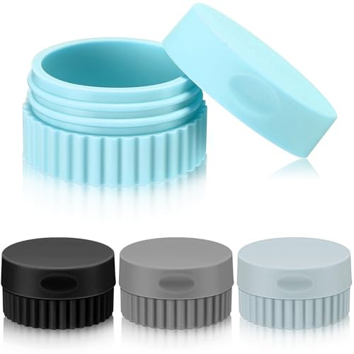 Perthlin 4 Pièces Recipient de Voyage pour Articles de Toilette Petits Pots de Crème en Gel de Silice 0,68 Once Étanches Flacon de Format Voyage avec Couvercle pour Cosmétique(Noir et Gris)