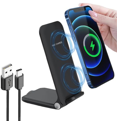 15W Induktive Ladestation Wireless Charger, Schnelles Kabelloses Ladegerät Handy Ständer für Samsung Galaxy S24 Ultra S23 S22 S21 S20 S10 S9, Google Pixel 9 8 Pro 7 7a 6 5XL, iPhone 15 14 13 12 11 SE