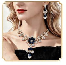 Dishowme Kristall Blume Halskette Ohrringe Sets Braut Hochzeit Schmuck Sets Floral Teardrop Strass Dangle Ohrringe Halskette für Frauen Damen Brautjungfern