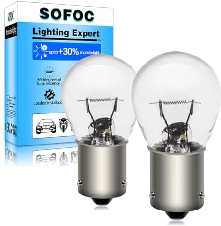 SOFOC PY21W 12V 21W BAU15S Warmweiß Nebel-/Rückfahrleuchte Blinker 150°-Offset-Stift Einfachkontakt/Strahl Bajonettsockel S25 Birne 2Stk