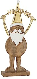 MF Weihnachtsmann Holzfigur mit 'Hohoho' Schriftzug, 53 cm hoch, Gold