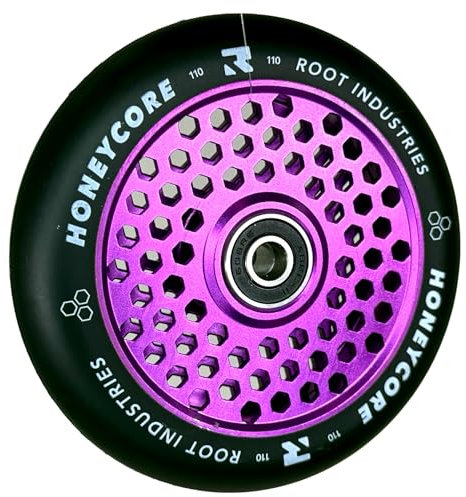 Root Industries Air Honeycore 110mm Stunt-Scooter Wheel Trick Roller Ersatz Rad Rolle + Fantic26 Sticker (Lila/Pu Schwarz)