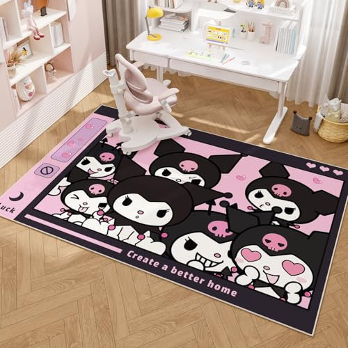 ZCSJFCAI Nicht-Slip 3D gedruckt Kuromi Cartoon Anime Teppich, Schlafzimmer Wohnzimmer Dekoration, Bereich Teppich Non-Slip Bodenmatte.,50 * 80cm