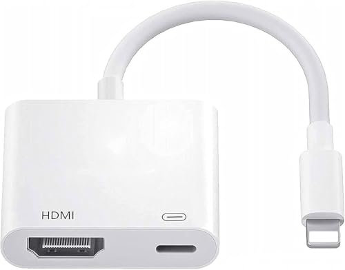 HDMI Adapter compatible with i Phone iPad, 1080P HDMI Adapter for iPhone to TV Sync Screen Video & Audio Digital AV Converter with Charging for iPhone, iPad, iPod on HDTV/Projector/Monitor
