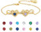 Personalised Birthstone Bracelets with 2-8 Names Silver Bracelet Jewellery Heart Friendship Bracelet Christmas Birthday Gifts for Women Girls Mum Sisters Girlfriend (Gold-2 Birthstones 2 Names)