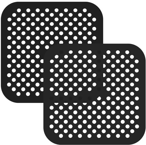 HonGien 2pcs Silicone Air Fryer Liner for Ninja Dual Reusable Double Basket Air Fryer Liners Hot Pads for Multifunction Kitchen Accessories Air Fryer Liners (8.5 x8.5inch (Square))