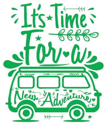 Wandaufkleber aus Papier Abenteuerreisen Bus Camping Zeit Neues Abenteuer Volkswagen Urlaub 51x60.6cm Verschiedene Größenoptionen Grün