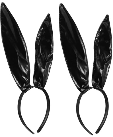 LIGIGWASH 2 Stück Festliche Dekoration Kopfschmuck Tierohren Stirnband Erwachsene Hasenohren Stirnband Für Hasen Haarband Hasenohren Spitze Pelziges Schwarzes