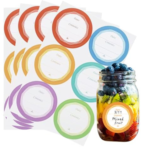 WeddHuis 120 Étiquettes de Confiture, Autocollantes, Stickers Décoratifs, pour Pots de Confiture, pour Étiqueter des Pots de Conserve, d'Épices, Rondes, Détachables, Homemade (Ø40 mm) (6 Couleurs)