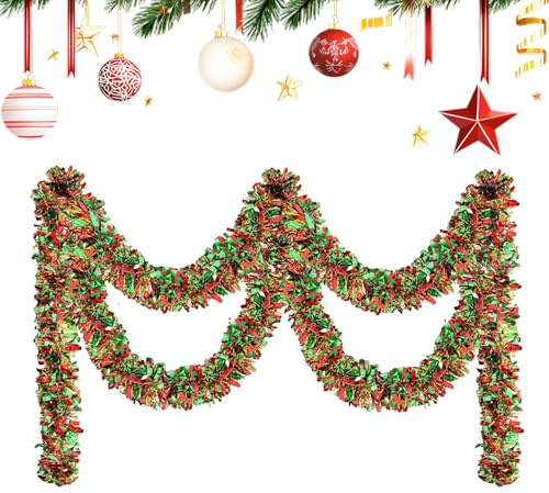 Ghirlanda Per Albero Di Natale - 2 Metri Corona Con Decorazioni Scintillanti | Ghirlanda di Paillettes per Halloween | per Feste di Compleanno Halloween Autunno Ringraziamento e Pasqua con Foto