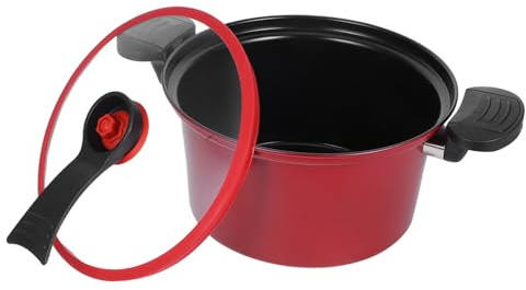 LIGIGWASH Pentola Multifunzione Rossa con Coperchio Pentola per Stufare a Bassa Pressione Antiaderente e Resistente per Cucina a Gas e Induzione Adatta per Pollo Intero e Cottura Lenta