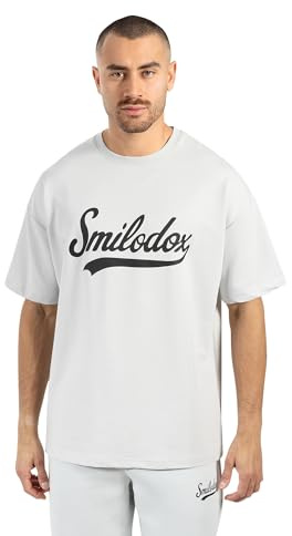 SMILODOX Herren T-Shirt Lorik - Locker geschnittenes Oversize Shirt mit Retro Frontprint, bequemem Rundhalsausschnitt und weichem Material für einen modernen Streetwear Look