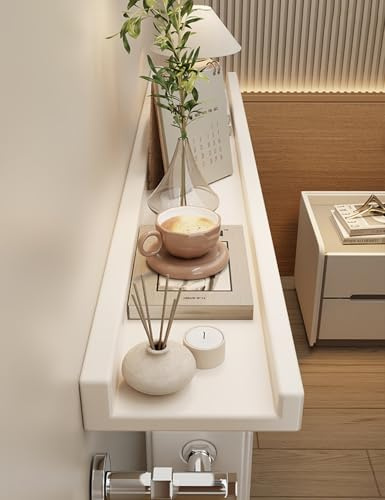 Etagere Tablette de Radiateur Bois 30-120 cm, Étagère de Rangement Cache Radiateur Flottante Murale Épaisseur 16 mm pour la Maison Salon Couloir Bureau Optimiser L'espace(Blanc,60x12cm/24x4.7in)