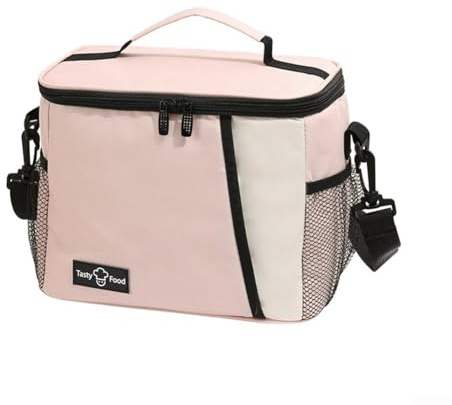 Große isolierte Kühlbox Tasche mit wasserdichtem Oxford-Tuch und mehreren Fächern für Arbeit und Reisen (Rosa)