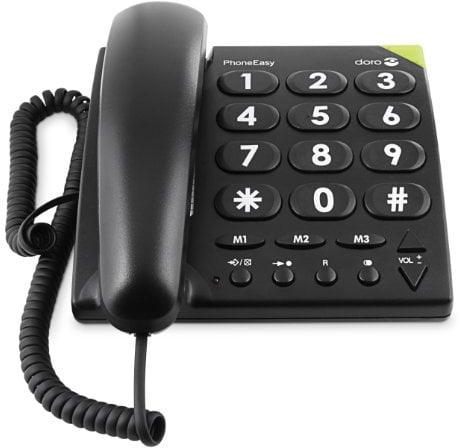 Doro PhoneEasy 311c Seniorentelefon, Schnurgebundenes Großtastentelefon mit optischer Anrufsignalisierung, Direktwahltasten, Hörgerätekompatibel, lauter Rufton, schwarz
