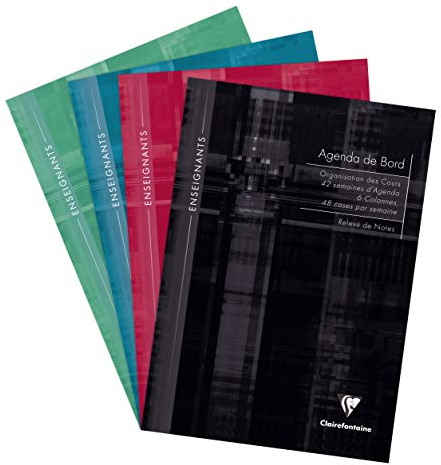 Clairefontaine 9069C - Klassenheft für Lehrer für die Notenübersicht der Schüler, DIN A4 21x29,7 cm, 72 Blatt 90g, 6 Spalten (48 Zeilen/Woche), 42 Wochen, farbig sortiert, 1 Stück