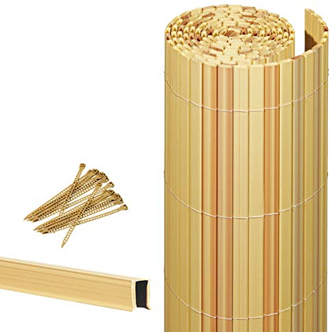 Videx-Sichtschutzmatte Rügen, Kunststoff Bambus, 25 Schlaufen, 3m U-Profil, 80 x 300cm
