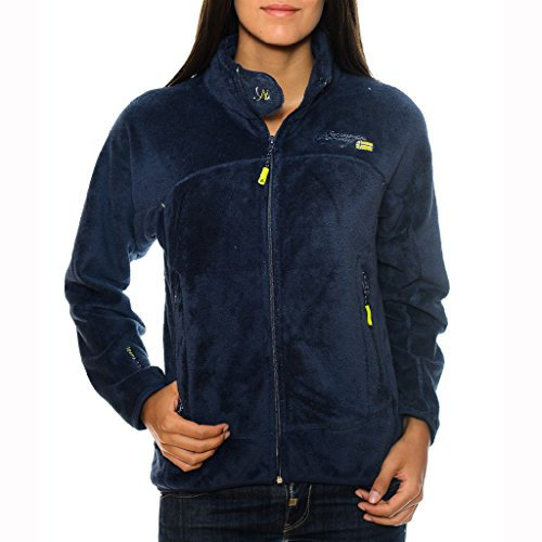 Geographical Norway Upaline Lady – Pile fine Donna Caldo fermetur Zip – Giacca Autunno Inverno Primavera Calda Donna – Manica Lunga Maglione Pelliccia Morbido Comfort Outdoor, Blu (Navy), S