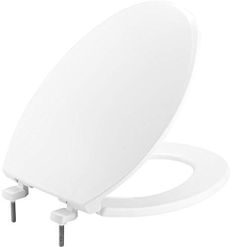 BEMIS 7600T 000 Robuster Toilettensitz mit geschlossener Vorderseite, mit Deckel, der sich nie löst, ausziehbar, Kunststoff, weiß