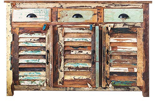 invicta INTERIOR Sideboard Jakarta Recycling Holz bunt 125cm Fischerbooten Massivholz Board Kommode