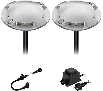 ledscom.de LED Boden-Aufbau-Leuchte Bunda, 4-flammig, für außen, befahrbar, kalt-weiß, 2er Set