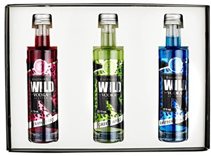 Raisthorpe Manor -Triple WILD Vodka Liqueur Gift Set - Strawberry, Apple and Apple & Raspberry 50ml 091405 for Shots, Cocktails, Mocktails and Drink Mixes