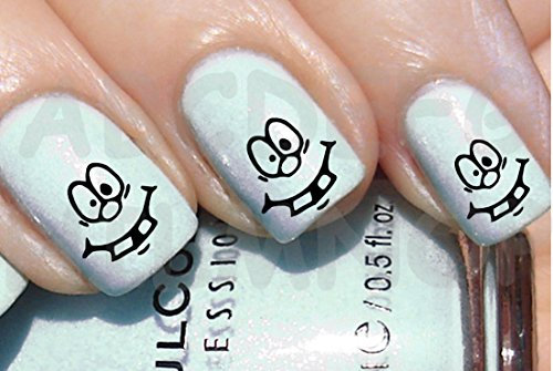 AWS set Water decals Face with dentures cute smile emoticons stickers nail art transfer stickers Smile decoration reconstruction funny smiley wrap (40)