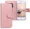 kwmobile Étui à Rabat Compatible avec Apple iPhone SE (1.Gen 2016) / iPhone 5 / iPhone 5S - Coque à Rabat Simili Cuir avec Compartiment Cartes Support Or Rose