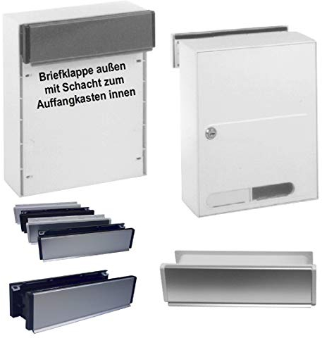Durchwurf - Briefkasten mit Außenbriefeinwurf-Aluminium-Kunststoff-270 x 330 x 90 mm TOP (Einwurf weiß - Kasten weiß)