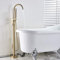 Rozin Freistehende Badewannenarmatur Gebürstetes Gold Wasserhahn Zweihebelmischer mit Handspritzgerät Badewanne Wasserhahn Freistehend Standarmatur Badewannenarmatur