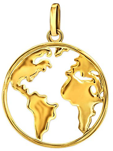 CLEVER SCHMUCK Goldener Damen Herren Anhänger unsere Welt Erde Ø 19 mm Erdkugel Weltkarte Globus glänzend 333 Gold 8 Karat im Schmucketui