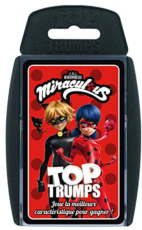 Winning Moves Top Trumps Miraculous – Kartenspiele – Gesellschaftsspiel – Schlachtspiel – Reisespiel – für 2 bis 6 Spieler – ab 6 Jahren – französische Version