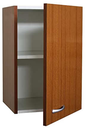 Arredobagnoecucine Hängeschrank Teak 40 für Küche 1 Tür H.60,Chromknauf, Öffnung DX