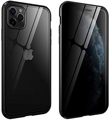 Guppy for iPhone 11 Pro Max Magnetic Case, Case with Built In Privacy Screen Protector Anti Spy Tempered Glass Slim Metal Aluminum Shockproof Cover Hard Drop Proof Protective Wireless Charging Support