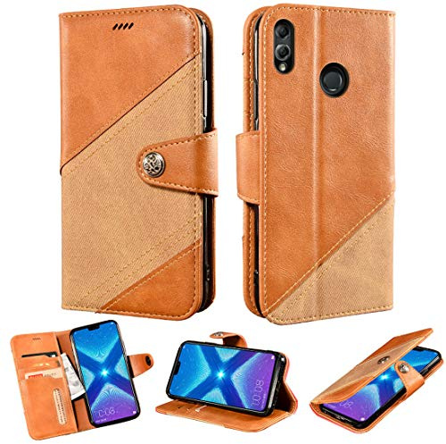 PT Funda para Huawei Honor 8X JSN-L21 JSN-L23 Funda Flip Cuero de la PU+ Cover Case de Silicona Protección Fija 1