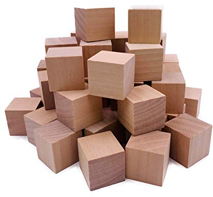 William Craft 130 cubos de madera maciza natural de 1 pulgada, bloques de madera sin acabar, cubos de madera para manualidades, regalos (130 unidades)