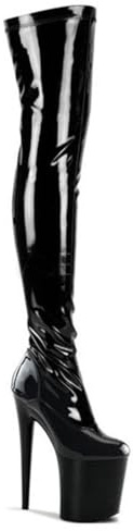 TIKENBST Tacchi Donna Tacchi Alti 20 Cm Stivali sopra Il Ginocchio Stivali da Ballo con Tacco Alto con Suola Spessa,Black-41