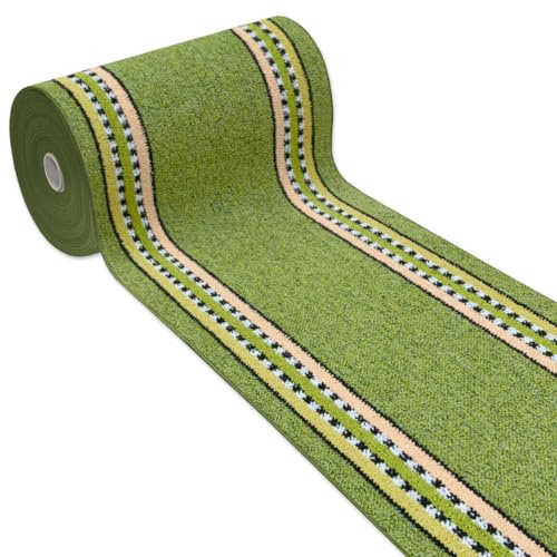 Alfombra de cocina antideslizante con bordes emmevi para entrada y escalera, lavable, modelo ALEXA, diseño A, 50X75 cm, verde
