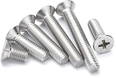ANSIEDIO Viti Bulloni in Acciaio Inox Vite a Testa Svasata Piana a Croce Bullone Meccanico M3×5mm,50 pcs