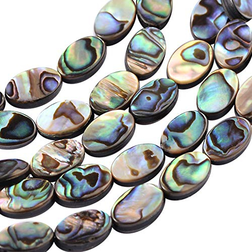 BENECREAT 30pcs Perles de Coquille d'ormeau Naturel Perles de Coquille de Paua ovales pour la Fabrication de Bijoux, 12x8x3mm, Trou: 0.5mm