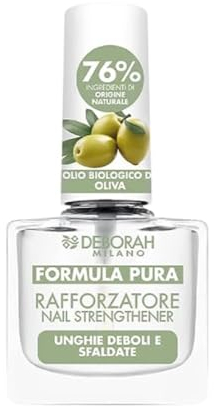 Deborah Milano - Smalto Formula Pura Trattamento Rafforzatore per Unghie Deboli e Sfaldate, con Ingredienti Naturali e Olio Biologico di Oliva, Ripara e Dona Nutrizione, 8.5 ml