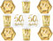 44 tlg. Set Geschirr 50. Geburtstag Partygeschirr 50 Jahre Teller Servietten Becher Gold Pappgeschirr Party 50 Geburtstag, für 12 Personen